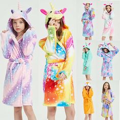 Product Description Unisex Colorful Hoodie Pajamas Animals Long Sleeve Hooded Neck Tie Waist Pockets Product Details   Description: Gender: Kids Unisex Style: Unisex Colorful Hoodie Pajamas Pattern Type: Colorful, Tie Waist Color: Peacock Blue, Colorful Stars, Colorful Purple, Dream Steed, Bubble Steed, Fox Bathrobe, Green Stars, Milky Way Steed (Optional) Size: 120cm, 130cm, 140cm, 150cm (Follow the size chart to select please) Material: 100% Polyester Neckline: Hooded Length: Knee Sleeve Lengt Long Sleeve Winter Robe For Sleepover, Multicolor Long Sleeve Sleep Dress, Playful Hooded Sleepwear For Sleepovers, Multicolor Winter Sleepwear For Sleepover, Cotton Long Sleeve Robe For Sleepover, Cotton Robe With Long Sleeves For Sleepover, Multicolor Long Sleeve Dresses For Home, Night Lounge, Pajamas Pattern