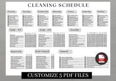 a printable cleaning schedule for the office