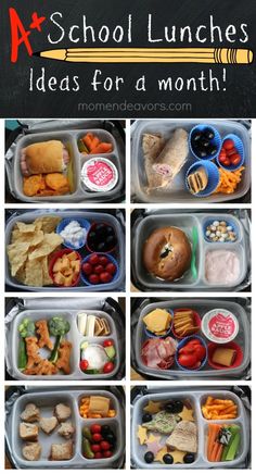 school lunches ideas for a month