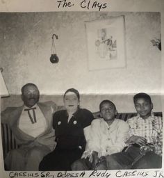 an old black and white photo of three people sitting on a couch with the caption'the clays '