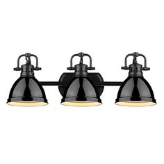 three light bathroom fixture with black shades