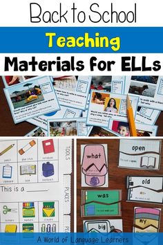 back to school teaching materials for ells with pictures and words on the front cover