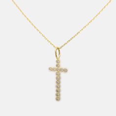 Add a touch of sparkle to your style with our Dazzling Diamond Cross Pendant Necklace. This cute necklace features a delicate chain and a shimmering diamond-studded cross. Perfect for any occasion, it’s a timeless accessory that shines with every move. Treat yourself or gift it to someone special—this necklace is both a fashion statement and a symbol of faith. * Product color and quality as seen on a monitor may vary slightly compared to actual items due to photography lighting conditions and individual screen color calibration. Please contact us for questions regarding additional item details. Dainty Cross Jewelry In Cubic Zirconia, Dainty Cross Necklace In Cubic Zirconia, Dainty Cross-shaped Cubic Zirconia Jewelry, Dainty Cubic Zirconia Cross Jewelry, Dainty Cubic Zirconia Cross Necklace, Screen Color, Pop Up Event, Diamond Cross Pendants, Photography Lighting