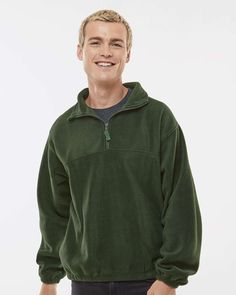 Polar Fleece Quarter-Zip Pullover - ARMY - 3XL | Burnside Polar Fleece Quarter-Zip Pullover T-Shirt in Army Size 3XL | Polyester Outdoor Half-zip Fleece Top, Fleece Half-zip Top For Outdoor, Green Fleece Top For Outdoor Activities, Green Fleece Tops For Outdoor Activities, Green Fleece Sweatshirt For Outdoor, Green Half-zip Outdoor Top, Green Half-zip Top For Outdoor, Green Fleece Half-zip Top, Fleece Quarter Zip