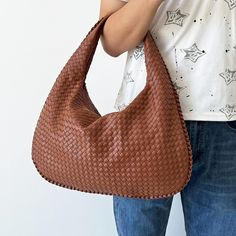 Shop Promotion 40% Off  Large Size hand woven bag. The special design makes this bag appreciated by everyone. It is very durable and especially resistant to the use and the passage of time. ☆☆This bag also has  a small size handbag, if you need, you could order it here, here is the link: https://www.etsy.com/listing/1777041025/small-hand-woven-women-bag-crescent?click_key=c58f38beac9d889eb74a8cabe04373ce272729dc%3A1777041025&click_sum=efc6e29b&ref=shop_home_active_9&pro=1&frs=1 This bag has mode Handheld Woven Leather Hobo Bag For Shopping, Hobo Bag With Intrecciato Weave, Woven Leather Pouch Hobo Bag, Handheld Woven Leather Hobo Bag For Everyday, Daily Use Woven Leather Hobo Pouch Bag, Everyday Hobo Bag With Intrecciato Weave, Braided Rectangular Hobo Bag For Daily Use, Brown Braided Rectangular Shoulder Bag, Brown Handheld Bag With Intrecciato Weave