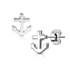 PRICES MAY VARY. STYLE: Nautical Anchor Post Earring Studs MATERIAL: 316L surgical steel, brass, and plated with rhodium or 14kt gold as applicable GAUGE/BAR THICKNESS: 20GA (0.8mm) SOLD AS A PAIR Anchor Earrings Stud, Double Stud Earrings, Anchor Jewelry, Anchor Earrings, Anchor Charm, Surgical Steel Earrings, Womens Earrings Studs, Nautical Anchor, Steel Post