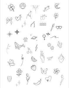 a drawing of different types of tattoos on a white background