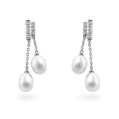 Pearl Diamond Dangles - Das Juwel Buy Pearls, Diamond Dangle Earrings, Diamond Chain, Diamond Drops, Pearl Diamond, Gold Pearl, Silver Pearls, Pearl Drop, Base Metal