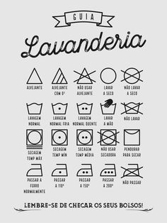 an image of laundry symbols with the words lauaderia written in spanish and english