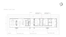 an architectural drawing shows the floor plan for a house with two floors and three levels