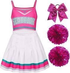 Cheerleader Costume Halloween, Girls Cheerleader Costume, Cheerleading Pom Poms, Halloween Party Dress, Cheerleader Costume, Pom Pom Girl, Princess Dress Up, Cheerleading Outfits, Princess Costume