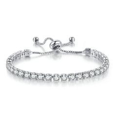 Brand New Women's White Gold & Diamond Tennis Bracelet 18k White Gold Plated Sterling Silver Genuine 2ct Lab Created Diamonds Adjustable Band To Fit Any Size Women's Wrist Retail Price $300 Buy With Confidence From A Trusted Seller With A 99%+ Feedback Rating! A0456 (Id-9) Jubilee Cubic Zirconia Diamond Bracelet, Diamond Crystal Bracelet With Prong Setting, Adjustable Crystal Diamond Bracelet, Crystal Tennis Bracelet With Diamond Accents, Adjustable Crystal Tennis Bracelet For Anniversary, Adjustable Tennis Bracelet For Anniversary, Brilliant Cut Diamond Crystal Bracelet, Anniversary Cubic Zirconia Tennis Bracelet, White Gold Crystal Bracelet For Formal Occasions