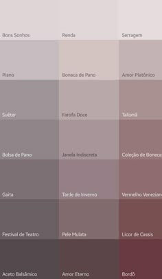 several shades of gray and pink with the names of different colors on them in spanish