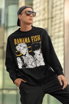 Unisex Banana Fish Sweatshirt Anime Sweatshirt Eiji - Etsy Pre-shrunk Crew Neck Sweater For Streetwear, Cotton Crew Neck Hoodie For Fan Merchandise, Fan Apparel Hoodie Sweatshirt With Graphic Print, Fan Merchandise Cotton Hoodie With Crew Neck, Band Merch Crew Sweatshirt For Streetwear, Cotton Hoodie Crew Neck For Fan Merchandise, Pre-shrunk Crew Sweatshirt For Streetwear, Band Merch Crew Neck Hoodie For Fans, Band Merch Crew Neck Hoodie For Fan Merchandise