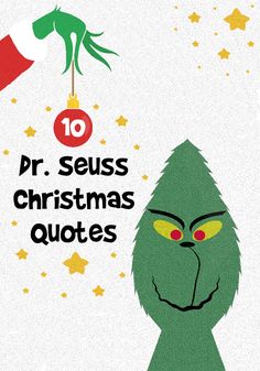 dr seuss's christmas quotes with the grin face and hand pointing at it