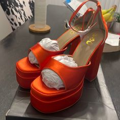 Orange Open Toe, Chunky Heel Super Cute & Fun! Never Worn Ego Shoes, Chunky Heel, Chunky Heels, Color Orange, Shoes Women Heels, Open Toe, Shoes Heels, Super Cute, Women Shoes