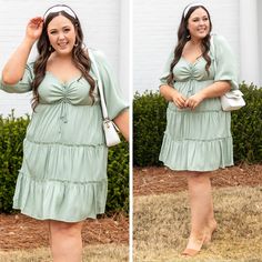 Don't you love how cute this dress is! The pistachio color is perfect for spring and the cinched bust with a tie is so cute! The loose, flowy, tiered style is so flattering on everyone and the bubble sleeves are so sweet! Style this cutie with some neutral heels and a fun accessory for the perfect look! 100% Polyester Green Tiered Dress With Ruffle Hem For Vacation, Casual Green Tiered Dress For Vacation, Summer Green Tiered Dress For Brunch, Green Tiered Summer Dress For Brunch, Green Tiered Dress For Summer Brunch, Spring Green Tiered Dress For Beach, Green Tiered Mini Dress For Brunch, Green Tiered Mini Dress For Spring, Green Flowy Tiered Dress For Vacation