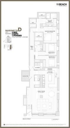 the floor plan for one bedroom apartment at 11 beach in manhattan, new york city