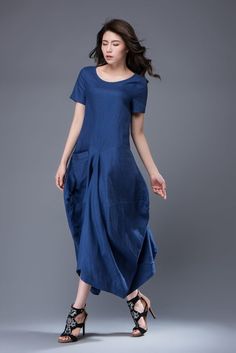 This casual blue linen lagenlook dress is a no-brainer in a flattering loose-fitting style. The designer dress is the epitome of feminine chic and is sure to turn heads. The breezy dress will carry you stylishly through the seasons. A spring/summer dress for every day and a gorgeous party dress for autumn. FEATURES 100% linen No lining Scoop neckline Short sleeve Two big pockets A-line Loose fit Asymmetrical hem Perfect for summer,spring,autumn More color, More size https://www.etsy.com/listing/ Casual Linen Dress With Asymmetrical Hem, Casual Asymmetrical Linen Dress, Lagenlook Linen Dress With Asymmetrical Hem, Dress For Autumn, Lagenlook Dress, Blue Linen Dress, Feminine Chic, Breezy Dress, Big Pockets