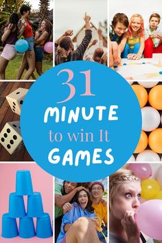 collage of pictures with the words 31 minute to win it games