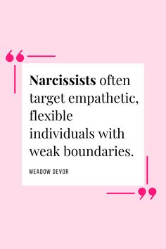 a quote that reads narcissists often target empathetic flexible individuals with weak boundaries