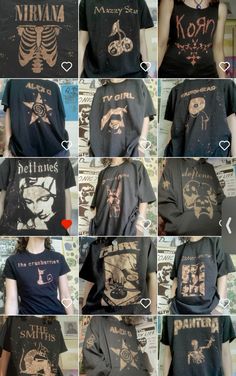 Bleach Band Tee, Diy Cool Clothes, Bleach T Shirts Diy, Punk Bleached Shirt, Diy Shirt Bleach, Bleached Hoodie Diy Ideas, Bleach Art Shirts Diy, Bleaching Shirt Ideas, Tshirt Bleaching Ideas