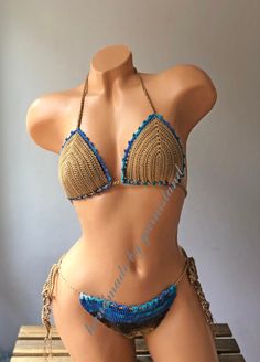 "If you want to see my other handmade bikini and pareos; https://www.etsy.com/shop/yarnisland?ref=seller-platform-mcnav&section_id=28064187 Handmade with 100% high quality acrylic yarn. This bikini is swim safe. It is comfortable to wear in and out of the water, will stay put during your swim and dry fast. The material is firm and tightly knit, you can wear it safely. Color; Brown and blue shades SIZING: If you are not sure which size to choose for your size, please choose from the size char Handmade Bikinis, Crochet Swimsuit, Crochet Swimwear, Brown And Blue, Beach Fashion, Boho Crochet, Beach Style, Acrylic Yarn, Women Swimsuits