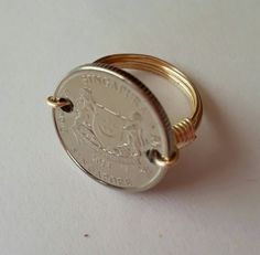 a close up of a coin on a ring