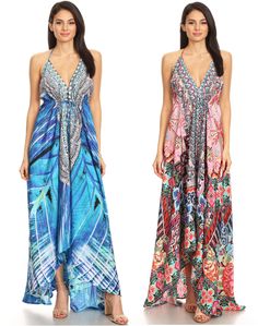 Striking and dazzling maxi halter dress with embellishment and precious rock like tassels. Silky texture and light as a feather. This lovely dress features a built in waist and shoulder tie, perfect to  accommodate it to your body type. Also features a handkerchief hem and lots of volume. #sakkas #cocktaildress Long Dress Beach, Maxi Halter Dress, Dress Shoes Heels, Long Beach Dress, Black Jeans Outfit, Silky Texture, Light As A Feather, Handkerchief Hem, Dress Beach