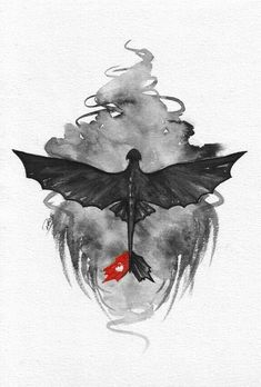 a drawing of a bat flying through the air with its wings spread out and blood dripping from it's mouth