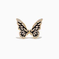 Effy Safari 14K Yellow Gold Diamond Butterfly Ring Diamond Butterfly Ring, Butterfly Jewellery, Diamond Flower Pendant, Ta Ta, Diamond Butterfly, Multi Sapphire, Butterfly Earrings Stud, Wear Necklaces, Butterfly Ring