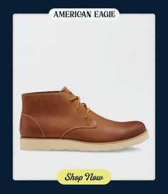 Full-grain leather upper/Mini-groove sole design provides traction, flexibility and all-day comfort/Reinforced, two-tone laces for easy on and off/Durable, super-lightweight Rubber/EVA combo outsole/Not Eligible For Promotions | Only Ships Within The Plain Toe Chukka Boots For Workwear, Goodyear Welted, Semi-formal Round Toe Chukka Boots With Rubber Sole, Classic Chukka Boots With Rubber Sole, Almond Toe, Classic Lace-up Chukka Boots With Rubber Sole, Semi-formal Brown Chukka Boots With Plain Toe, Chukka Boots, Full Grain Leather, American Eagle Outfitters, American Eagle