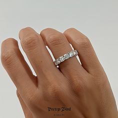 Product Details + Care - Triple Platinum Plating Over 925 Sterling Silver - 8 Carat Total Genuine Moissanite - Wipe Clean Certificate Of Authenticity Included. Photos Pretty Bird Usa Llc 2023 Ig @Prettybird_usa Www.Prettybirdjewelry.Com Cubic Zirconia Eternity Band With Asscher Cut Prong Setting, Cubic Zirconia Radiant Cut Half Eternity Jewelry, Dazzling White Eternity Band With Vs Clarity, Promise Ring Eternity Band With Prong Set Moissanite, Moissanite Eternity Band With Prong Setting For Promise Ring, Vvs Clarity Moissanite Eternity Band, Timeless Moissanite Eternity Band With Prong Setting, Silver Radiant Cut Half Eternity Jewelry, White Eternity Band With Vs Clarity