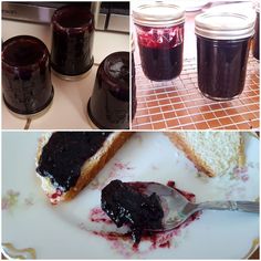 there are four different pictures with jams in them