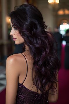 Click for More ➡️ | Save for Later ❤️  Enhance your curly hair with cherry plum waves. This look adds depth and dimension, making your curls look more vibrant and dynamic. (Cherry Plum Waves for Curly Hair) Dark Plum Purple Hair, Summer Holiday Hairstyles, Cherry Black Hair, Warm Black Hair, Plum Black Hair, Dark Plum Hair, Blackberry Hair, Black Cherry Hair Color, Black Cherry Hair