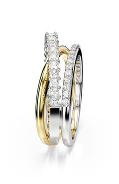 Beautifully complex and simply stunning, this two-tone ring features layers of round and square-cut crystals for signature Swarovski shine. Rhodium plate/crystal/goldtone plate Imported Square Cut, Rhodium Plated, Two Tone, Gold Tones, Silver Rings, Nordstrom, Luxury Fashion, Square, Crystals