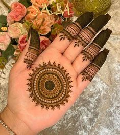 a hand with henna designs on it