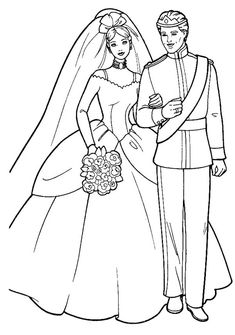 the bride and groom coloring pages for kids to color on their wedding day, as well as