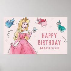 there is a birthday card with a princess holding a paper bird on it's back