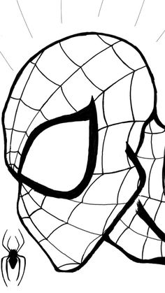 a spiderman face drawn in black and white with the letter d on it's side