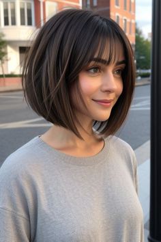 28 Stunning Chin Length Haircuts To Elevate Your Style - Glamour Corner A Line Bob With Highlights, Chin Length Bob With Bangs Thick Hair, Sleek Bob Haircut With Bangs, Face Framing Bob Short, New Hairstyle For 2024 Women, Chin Length Haircuts With Bangs, Chin Length Bob Thick Hair, Chin Length Hair With Bangs, Chin Length Haircut