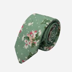 CRAWFORD - Men's Tie Pink And White Flowers, Summer Events, Green Backgrounds, Light Green, White Flowers, Green, Pink, Flowers