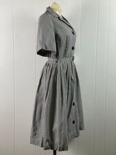 Vintage Dresses 1940s, Vintage Sundress, Summer Sewing, Seersucker Dress, 1940s Dresses, Rockabilly Dress, Dress Cotton, Vintage Dress, Cotton Dress