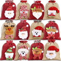 santa claus and other christmas decorations in bags