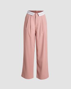 Details: Pink long pants with waist-line white belt-like designBottom Length: LongMaterials:95% Polyester + 5% Spandex 90s Grunge Style, Pastel Tops, Clueless Fashion, Summer Outfits Aesthetic, Dark Academia Clothing, Academia Outfits, Pants Gift, 90s Fashion Grunge, Y2k Aesthetic Outfits