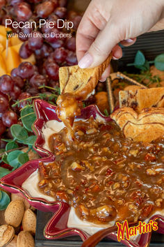 This Pecan Pie Dip recipe is sure to be a hit at your next holiday gathering. Serve with swirl bread dippers made from a loaf of Martin’s Swirl Potato Bread of choice.