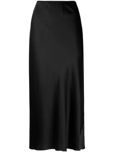 Black silk-blend Sense of Shine slip skirt from DOROTHEE SCHUMACHER featuring satin finish, high waist, slip-on style and mid-length. | Dorothee Schumacher Sense of Shine slip skirt Concert Outfit Fall, Long Silk Skirt, Black Satin Skirt, Satin Skirt Outfit, Black Silk Skirt, Winter Party Outfit, Silk Maxi Skirt, Silk Midi Skirt, Slip Skirt