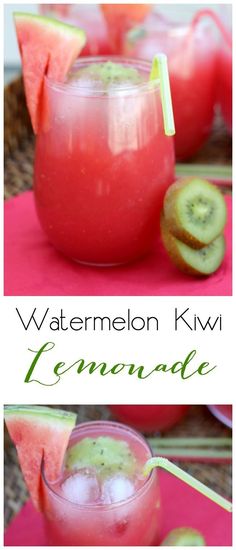 watermelon kiwi lemonade in a mason jar