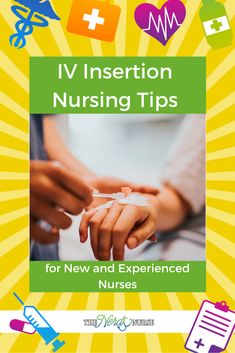 the front cover of iv insertion nursing tips for new and experienced nurses, with an image of two hands holding each other