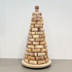 a stack of wine corks sitting on top of a table